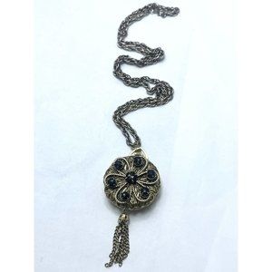 Vintage Lucerne Watch Clock Pendant Necklace